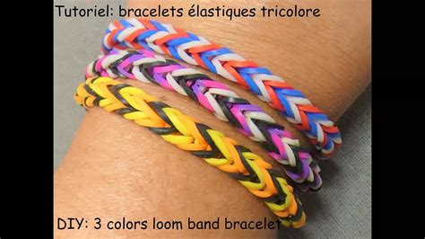 bracelet élastique tricolore facile.